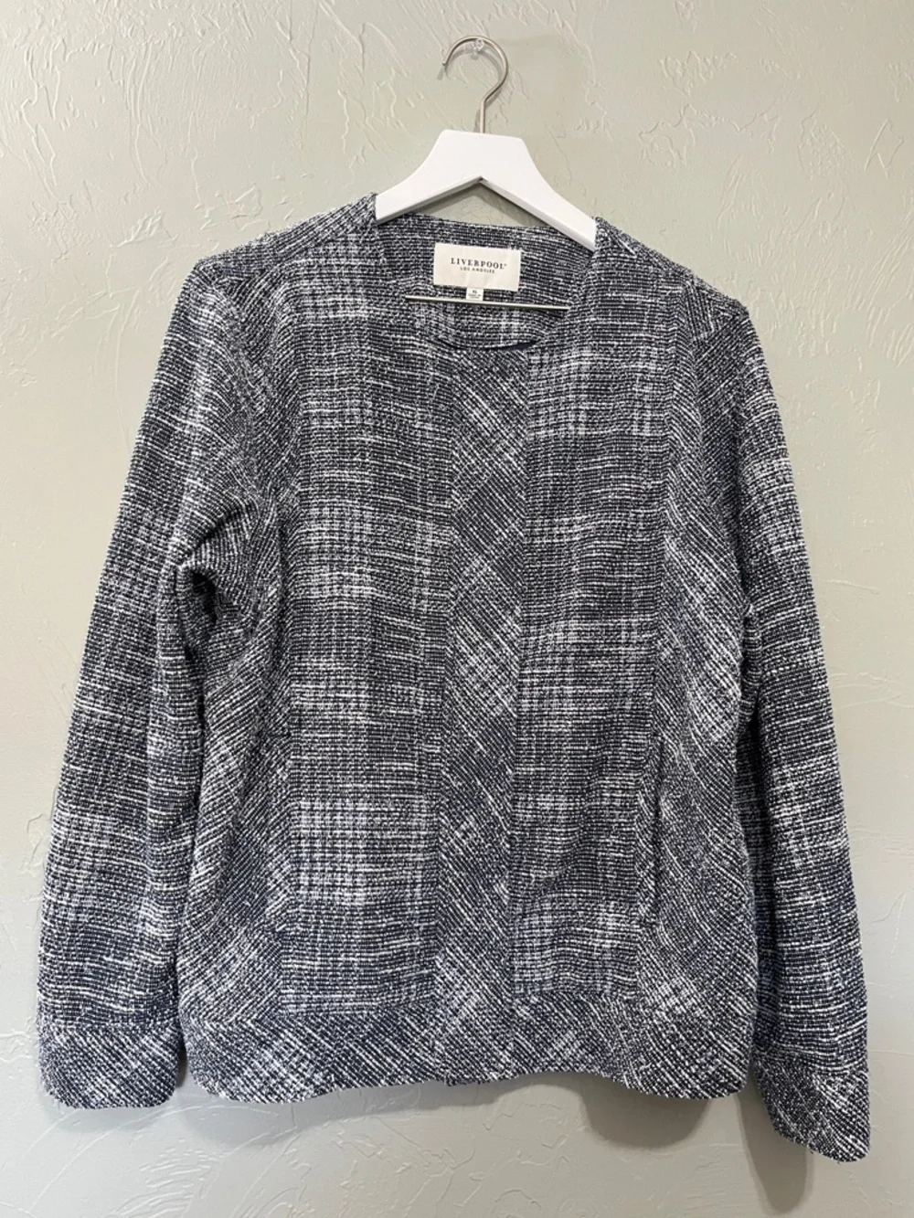 Liverpool Tweed Boucle Motorcycle‎ Blazer Jacket Navy white xl